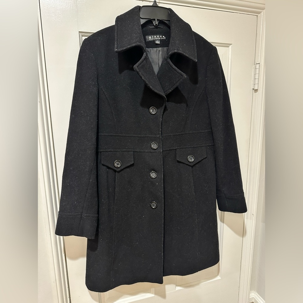 Giacca a gallery company women black wool blend button down pea coat